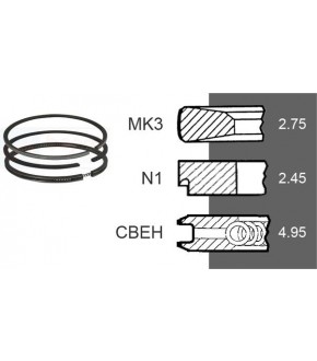 4030-ZN155 Pierścienie 3szt. 102mm