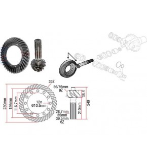 Wałek atakujący + zębatka Massey Ferguson,3427104M91 ,