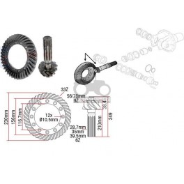 Wałek atakujący + zębatka Massey Ferguson,3427104M91 ,