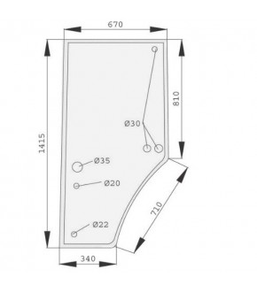 1020-KA16 Szyba drzwi lewa John Deere,R131163, R96191,