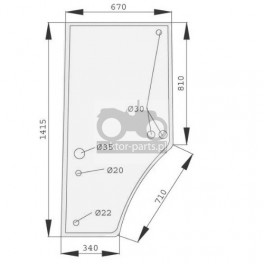 1020-KA16 Szyba drzwi lewa John Deere,R131163, R96191,